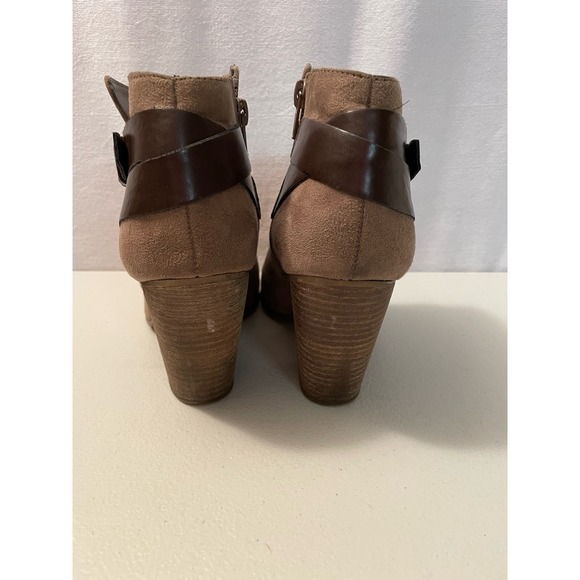 Carlos Santana Harvest suede Ankle‎ Boots chunky heel size 7.5 strap buckle - Picture 4 of 11